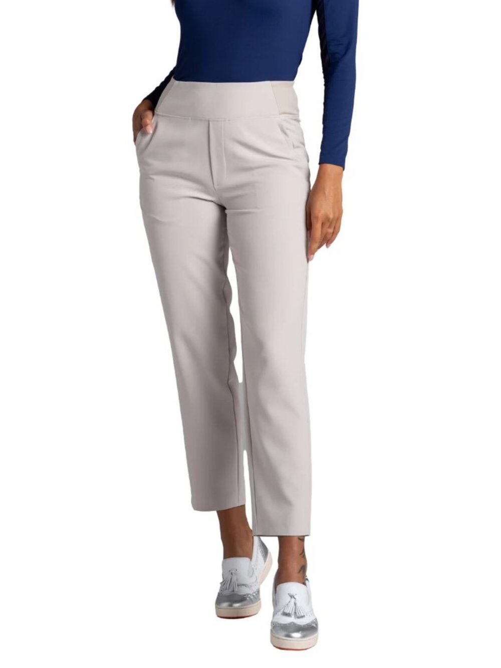 IBKUL Women's Knit Ankle Golf Pant Size 12 color Stone NWT